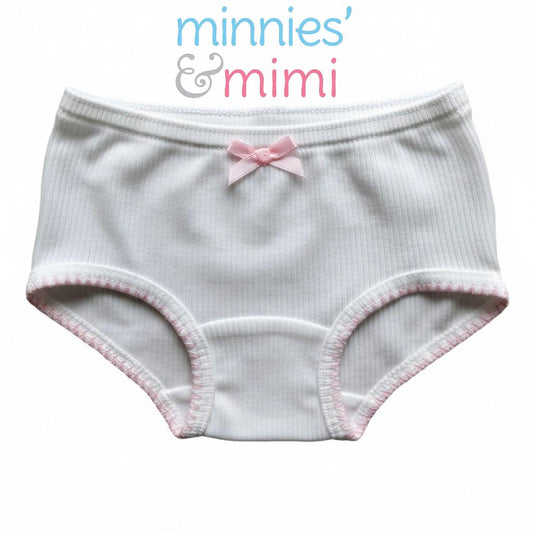 Minnies & Mimi White Stretchable Panty w/ Scallop Design with Ribbon for (12M-3Y) old available Size S/M/L by 1pcs