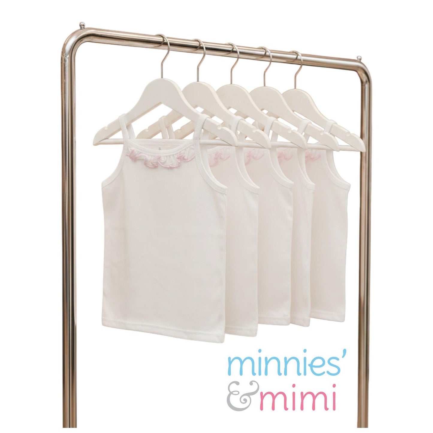Minnies' & Mimi Tank Top Spaghetti Strap with Pink Ruffles for Toddlers 6 Months up to 2 Years of Age by 3pcs Available in Small Medium Large Color White Pink