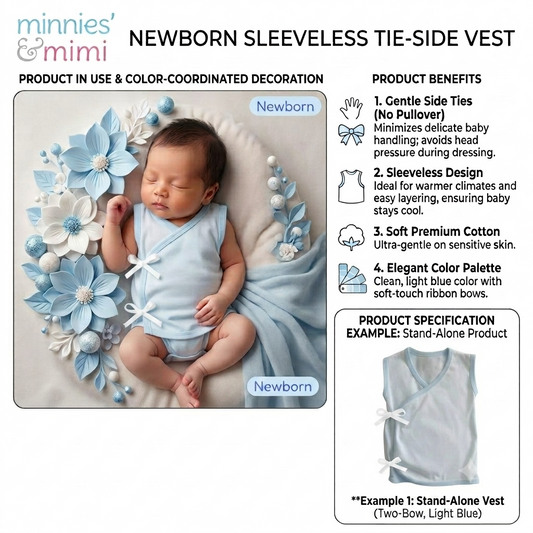 Minnies & Mimi Baby Clothes Baru-Baruan Sleeveless Breathable Fabric & Natural Cotton for Newborn 1pc N-1000