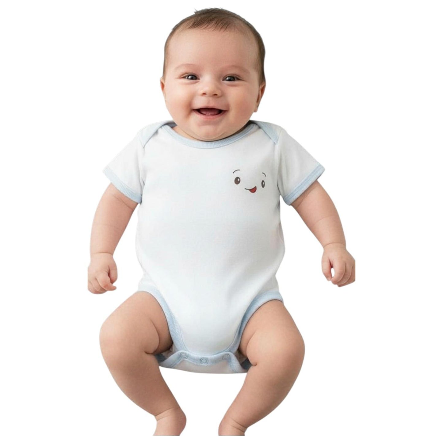 Minnies' & Mimi Romper for New Born Infant 0-3 Months Short Sleeves By Pack of 3s in Pink Blue White with Piping Available in Small Medium Large