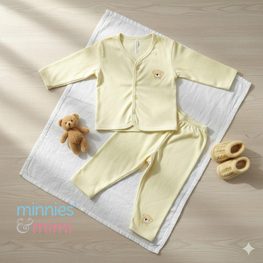 Minnies' & Mimi Cotton Polo w/ Pajama set and Polo PJ set w/ Colored piping for (1yr-2yrs old) Available color P, Y,MG, B and WP WY, WMG,WB Size M/L 1 set