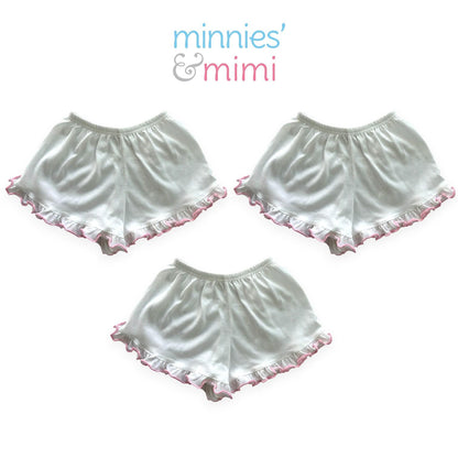 Minnies' & Mimi Cotton Shorts with Pink Ruffles for Toddlers 6 Months to 2 Years by 3pcs or by 1pc Available in Small Medium Large