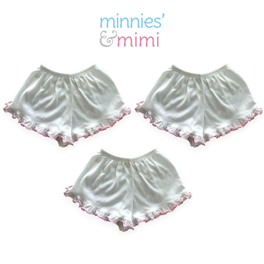 Minnies' & Mimi Cotton Shorts with Pink Ruffles for Toddlers 6 Months to 2 Years by 3pcs or by 1pc Available in Small Medium Large