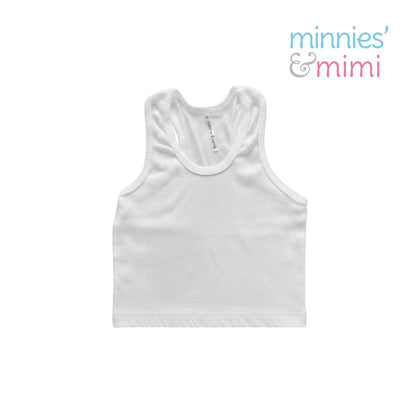 Minnies' & Mimi stretchable Sando Boxer Design White Color for Babies 6 Months to 3 Yrs old by 1 pcs Available in Sizes S M L