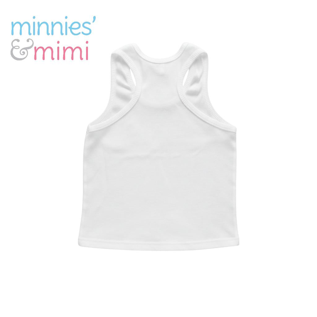 Minnies' & Mimi Stretchable Sando Boxer Design White Color for Babies 6 Months to 3 Yrs old by 3 pcs Available in Sizes S M L