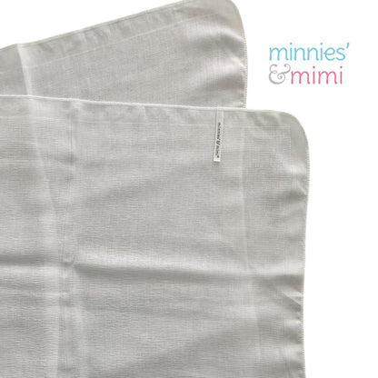 Minnies' & Mimi Cotton Gauze Diaper 42 cm Width x 95 cm Length Available in Blue Pink or White Boarder Lining Reusable