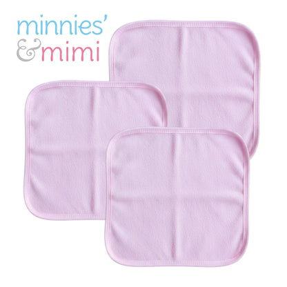 Minnies' & Mimi Cotton Towelette Face Towel for Newborns, Infants, Toddlers (0–6 Months) (6–12 Months)(1–3 Years) Available W,WP,WB 3pcs