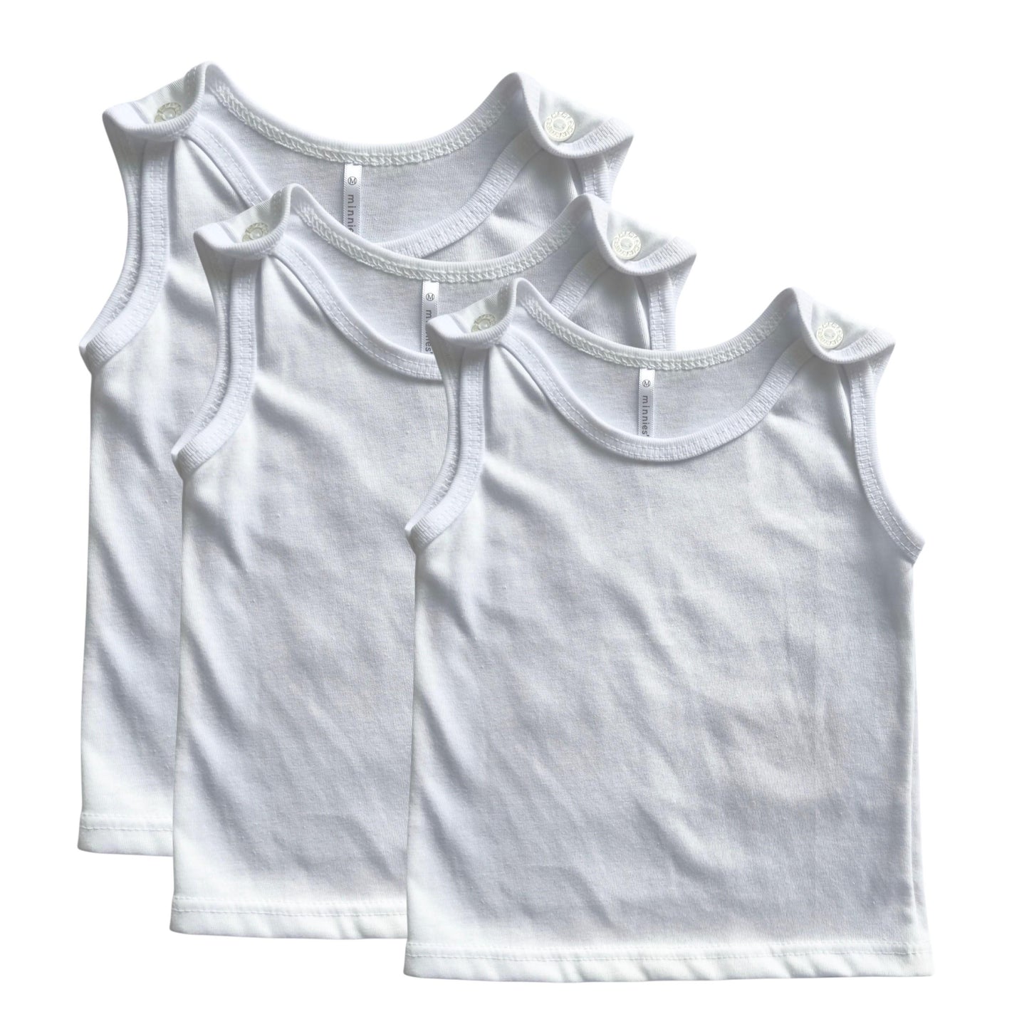 Minnies' & Mimi Sando Sabrina Cut Button Top for New Born Infant 3Pcs Available in White, Green, Blue And Yellow Sizes Small Medium Large,Xsmall