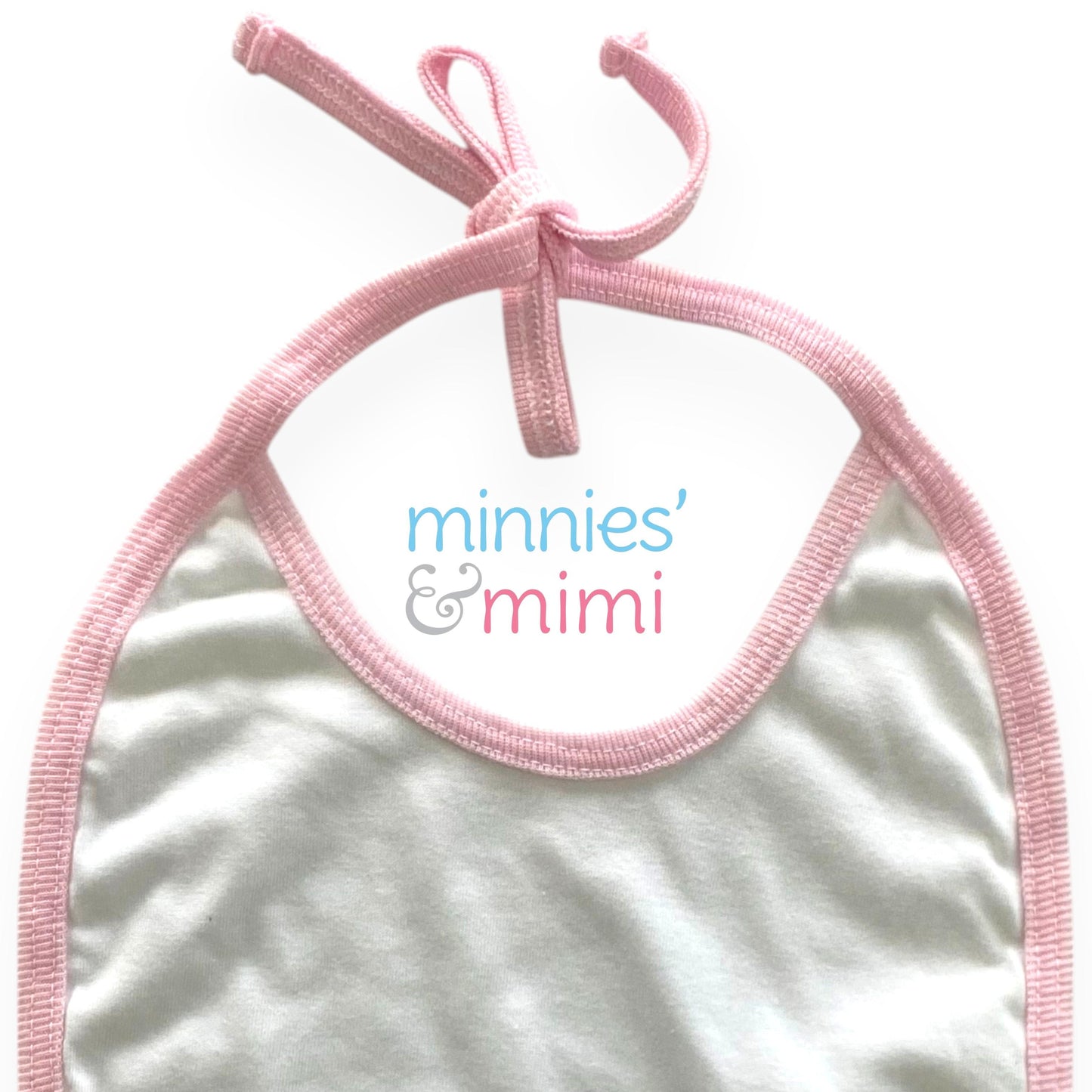 Minnies' & Mimi Cotton Bibs with Colored Piping by 3pcs for Toddlers 6 Months to 2 Years Old Available White, Pink and Blue