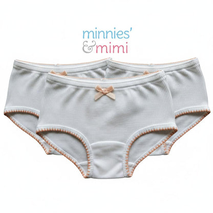 Minnies & Mimi White Stretchable Panty w/ Scallop Design with Ribbon for (12M-3Y) old available Size S/M/L by 3pcs