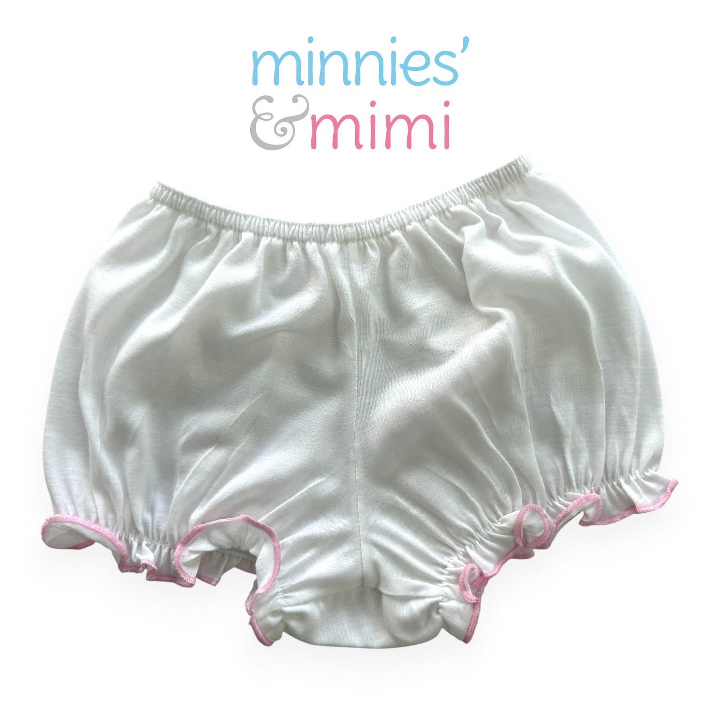 Minnies' & Mimi Cotton Boxer Panty with Lettuce For Toddlers 6 Months to 2 Years Old Available in Yellow or Pink Size Small Medium Large