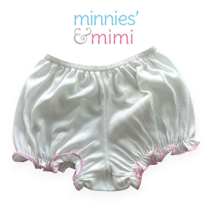 Minnies' & Mimi Cotton Boxer Panty with Lettuce For Toddlers 6 Months to 2 Years Old Available in Yellow or Pink Size Small Medium Large