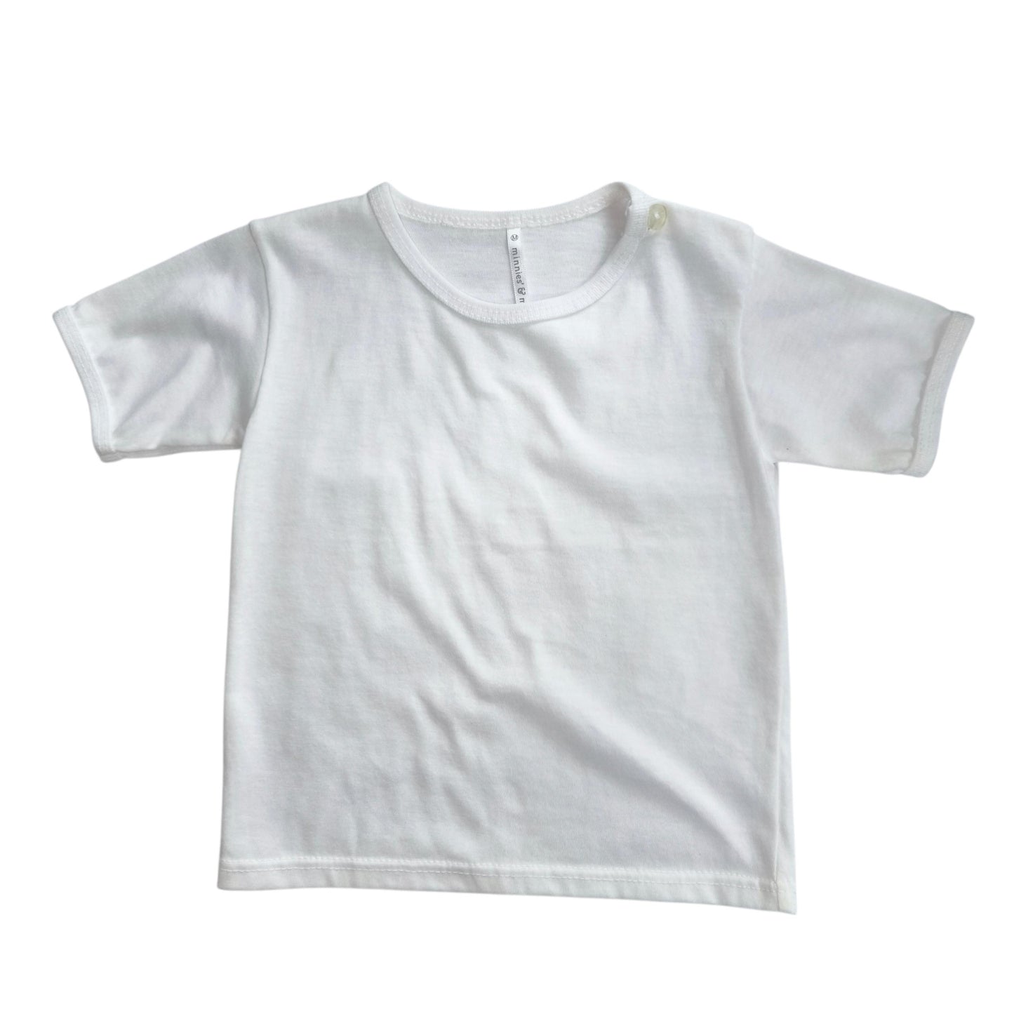 Minnies' & Mimi T-Shirt Button Short Sleeves For New Born Infant 1Pcs Color White Available in Medium and Large