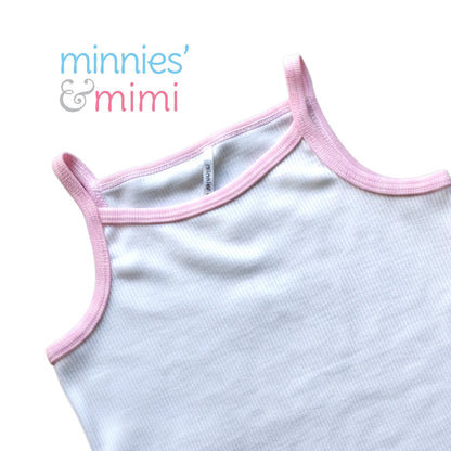 Minnies' & Mimi Stretchable Spaghetti Strap Sando for 1-2 Years Old by 1pcs Available in White or White Pink Size L or XL