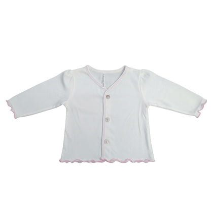 Minnies' & Mimi Front Button Down Long Sleeves with Lettuce Intricacies 1Pcs for New Born Infant 0-3 Months Available in Yellow and Pink Sizes Small Medium Large