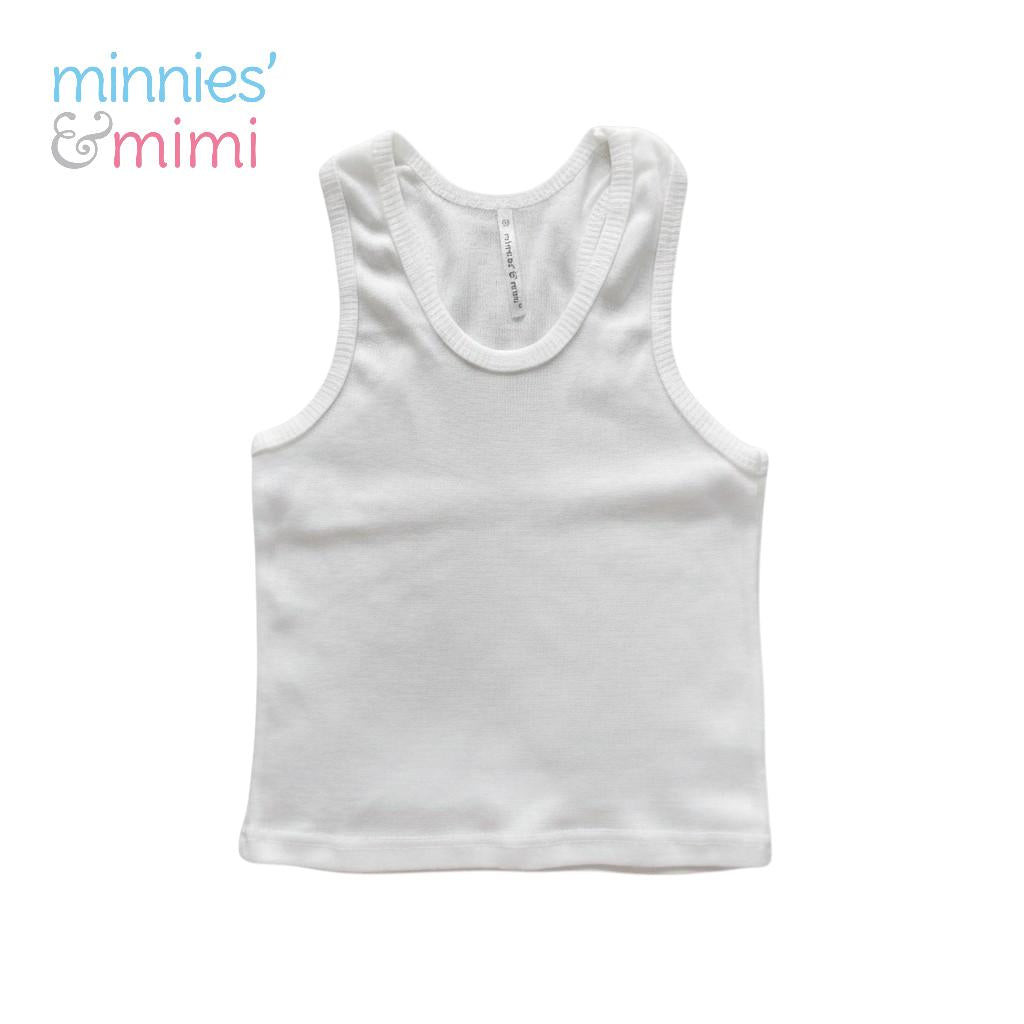 Minnies' & Mimi stretchable Sando Boxer Design White Color for Babies 6 Months to 3 Yrs old by 1 pcs Available in Sizes S M L