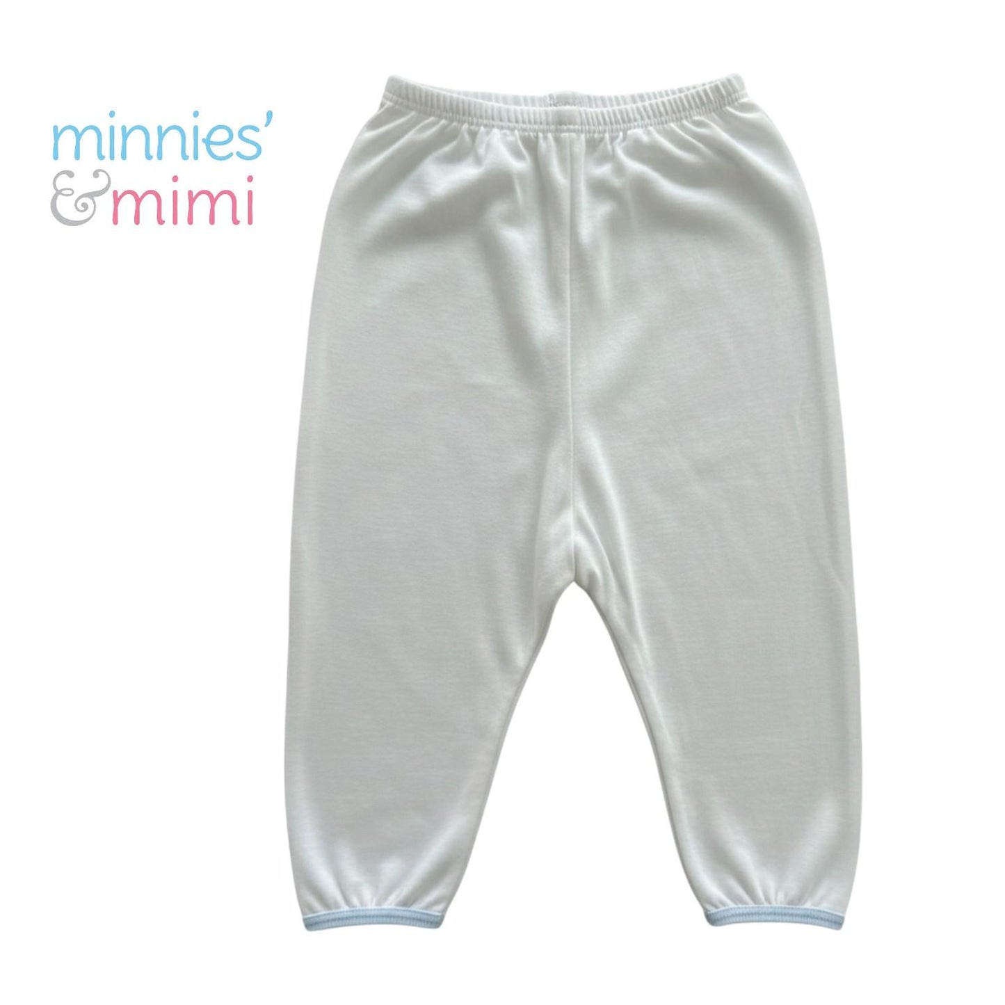Minnies' & Mimi Cotton New Born Pajama Bottoms For 0-6 Months Available in White, Mint Green, Blue, Yellow and Pink