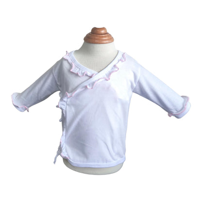 Minnies' & Mimi Tie Side Long Sleeves with Pink Ruffles 1Pc for 0-3 Months New Born Infant Available in Small Medium Large Color WhitePink