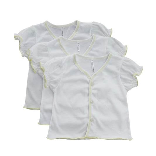 Minnies' & Mimi Front Button Down Short Sleeves for New Born Infant 0-3 Months 3pcs Available in Pink and Yellow Sizes Small Medium and Large