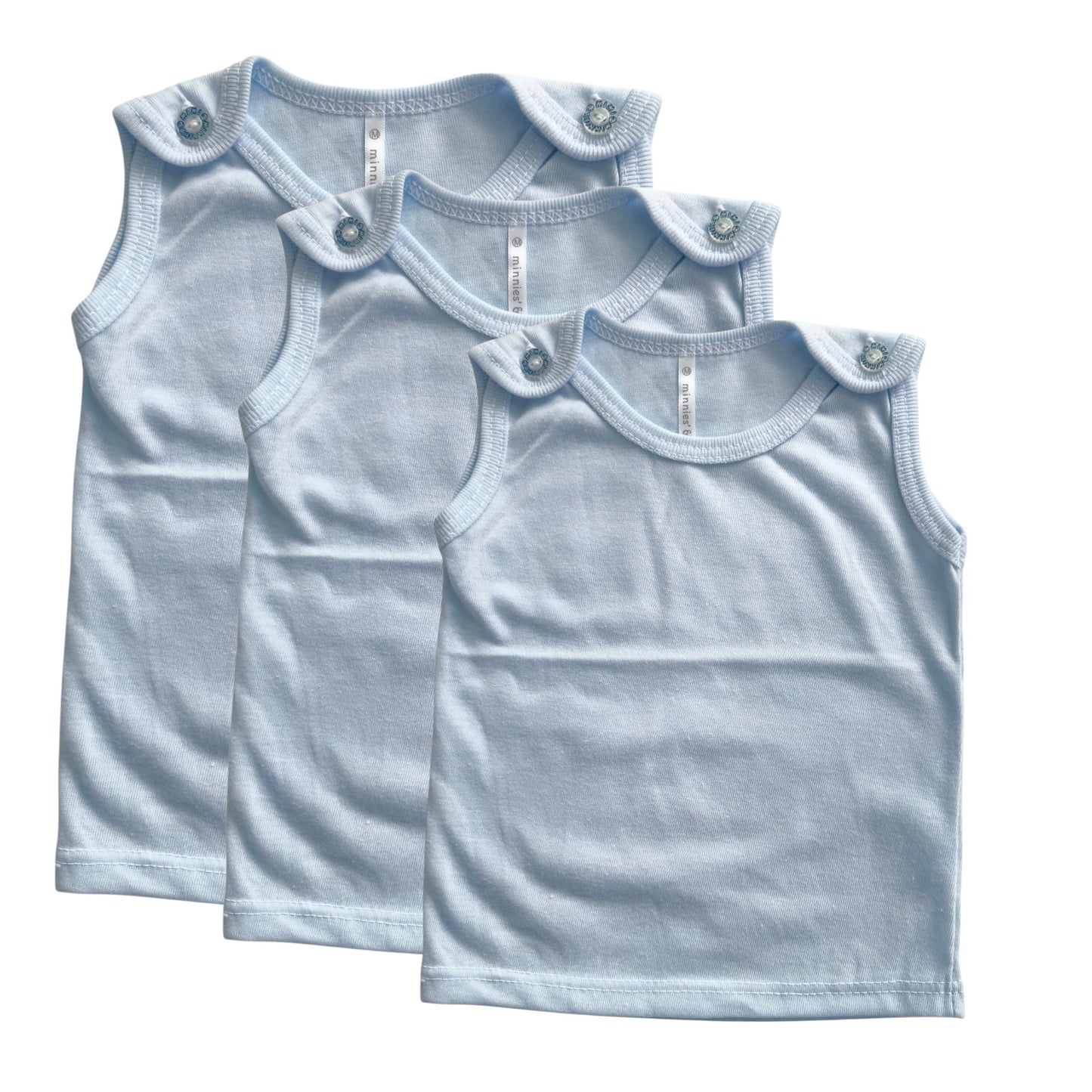 Minnies' & Mimi Sando Sabrina Cut Button Top for New Born Infant 3Pcs Available in White, Green, Blue And Yellow Sizes Small Medium Large,Xsmall