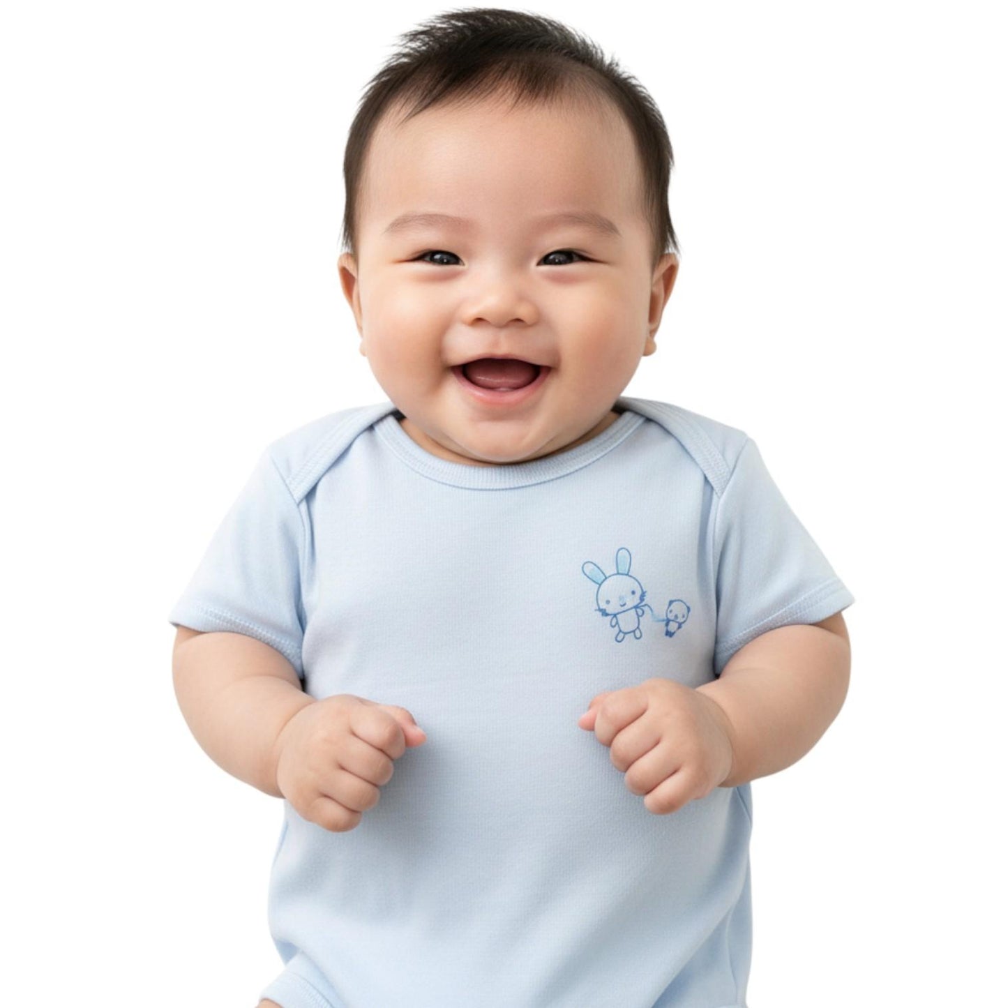 Minnies' & Mimi Romper for New Born Infant 0-3 Months Short Sleeves By Pack of 3s in Pink Blue White with Piping Available in Small Medium Large