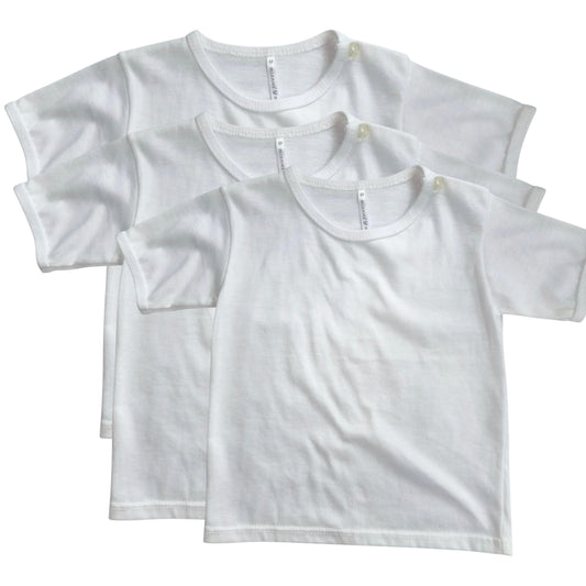 Minnies' & Mimi T-Shirt Button Short Sleeves For Newborn Infant 3Pcs Color White Available in Medium and Large Color White