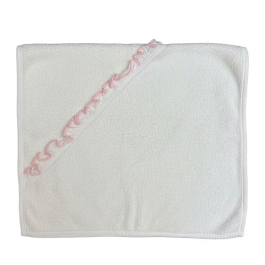 Minnies' & Mimi Bath Towel with Pink Ruffles 27 Inches x 27 Inches for 0-24 Months