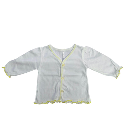 Minnies' & Mimi Front Button Down Long Sleeves with Lettuce Intricacies 1Pcs for New Born Infant 0-3 Months Available in Yellow and Pink Sizes Small Medium Large