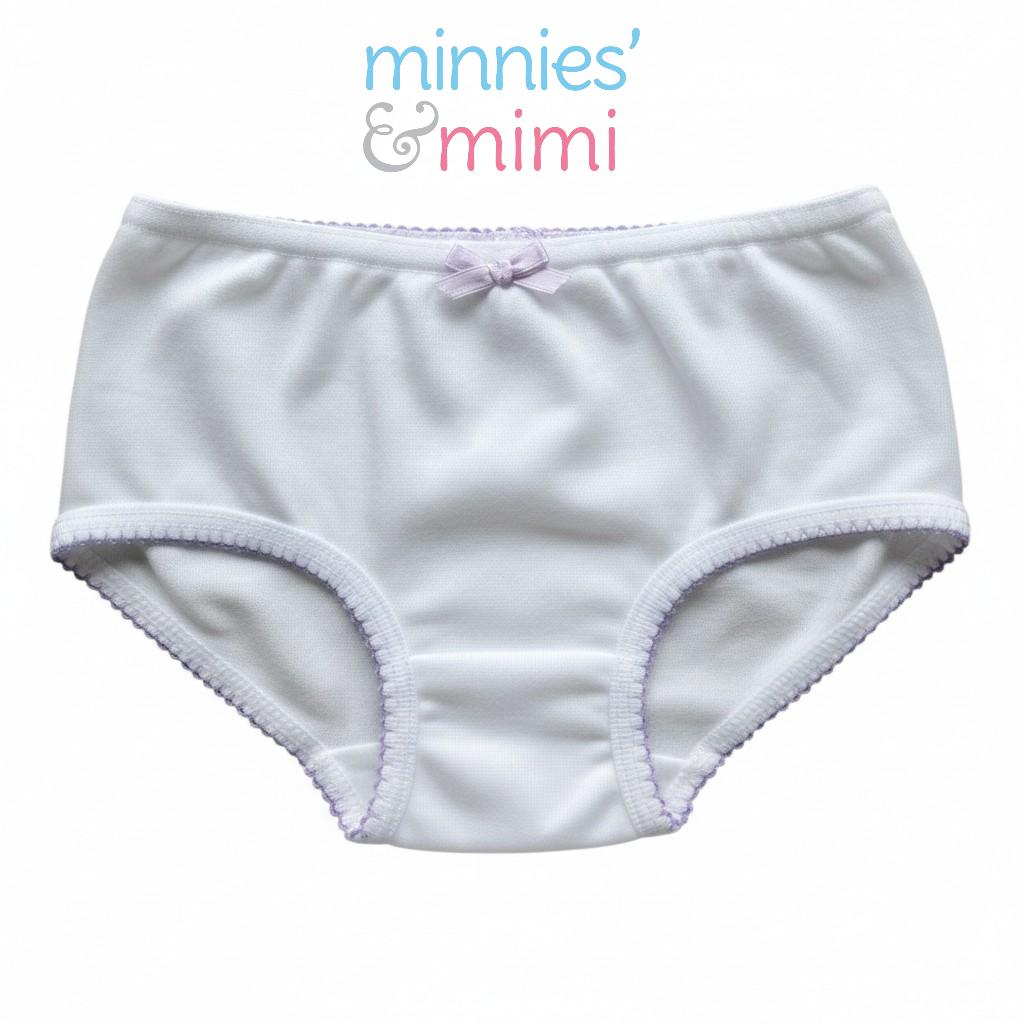 Minnies & Mimi White Panty w/ Single Fagoting Design With Ribbon for (12M-3Y)Available Size S/M/L 1pcs per order