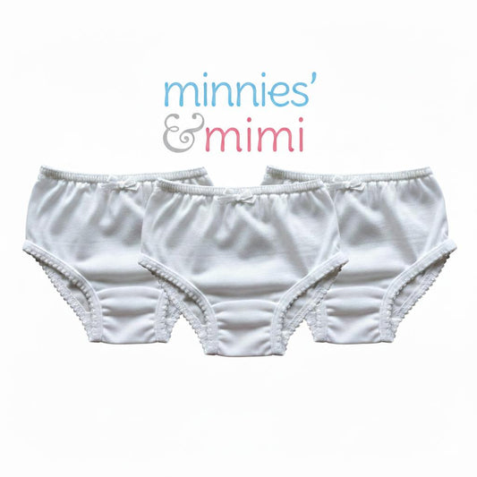 Minnies' & Mimi White Panty with Ribbon w/ Single Fagoting for (6m-12months) Available sizeS/M/L3pcs