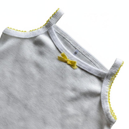 Minnies' & Mimi Cotton Tank Top Stretchable Spaghetti Strap with Small Ribbon and Fagoting for Toddlers (6m to 2yrs old) Avail. P,Y.V Size S/M/L 1PCS