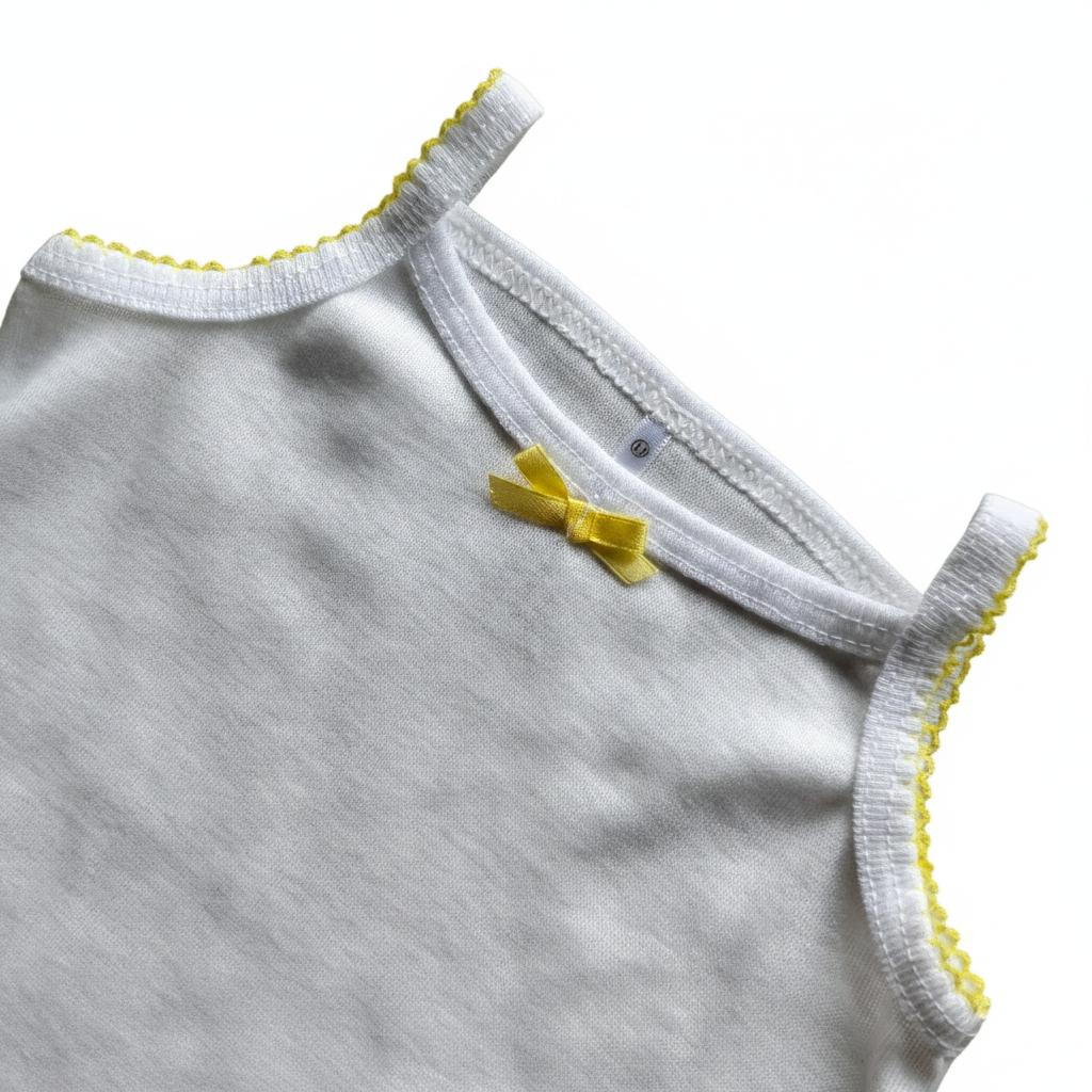 Minnies' & Mimi Cotton Tank Top stretchable Spaghetti Strap with Small Ribbon and Fagoting for Toddlers (6m to 2yrs old) Avail. P,Y.V Size S/M/L 3PCS