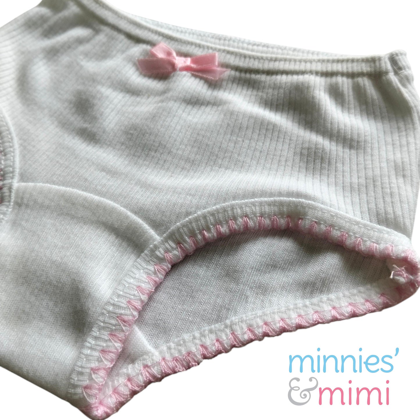 Minnies & Mimi White Stretchable Panty w/ Scallop Design with Ribbon for (12M-3Y) old available Size S/M/L by 1pcs