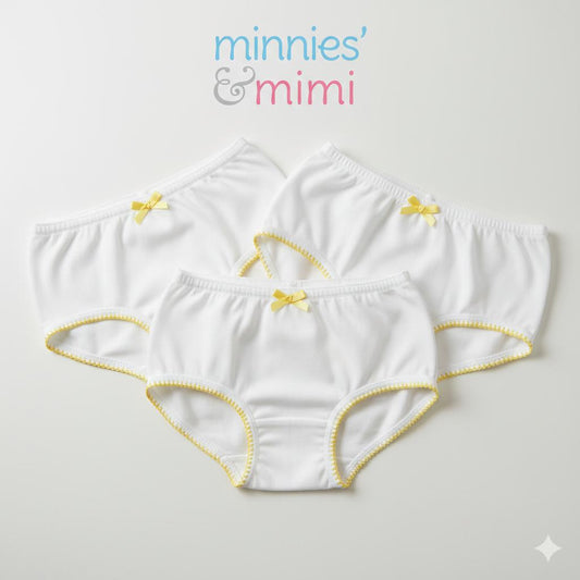 Minnies & Mimi White Panty w/ Single Fagoting Design with the Ribbon for (12M-3Y)Available Size S/M/L 3pcs per order