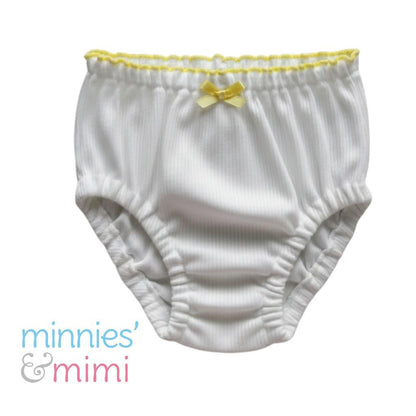 Minnies' & Mimi Stretchable Lettuce Edge Baby Panty 0-24 Month with Ribbon by 3pcs Available in Pink Yellow or Mint Green Size S M L