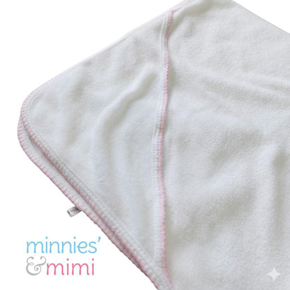 Minnies' & Mimi Cotton Bath Towel with Scallop 27 Inches x 27 Inches Available in Pink or Blue