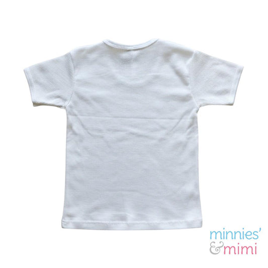 Minnies' & Mimi Ultra-Soft Stretchable White U-Neck T-shirt for Toddlers by 1-5 yrs old 1Pcs (Sizes S-M-L)