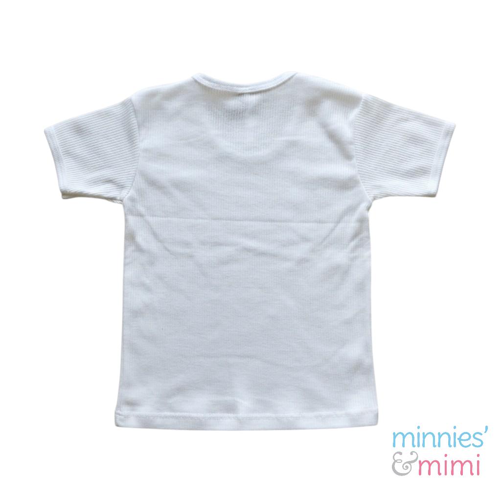 Minnies' & Mimi Ultra-Soft Stretchable White U-Neck T-shirt for Toddlers by 1-5 yrs old 3pcs (Sizes S-M-L)