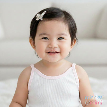 Minnies' & Mimi Stretchable Spaghetti Strap Sando for 1-2 Years Old White or White Pink Piping Free Size 1pcs