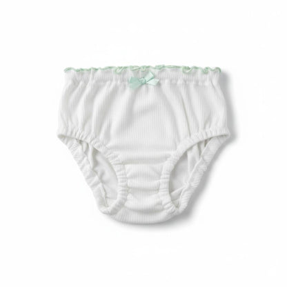 Minnies' & Mimi Stretchable Lettuce Edge Baby Panty 0-24 Month with Ribbon Available in Pink Yellow or Mint Green Size S M L