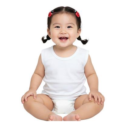 Sleeveless Muscles Shirt T-3000 Small Medium-Large Minnies' & Mimi for Toddler 6 Months to 2 Years Old Breathable Cotton Available in White , Blue and Mint Green