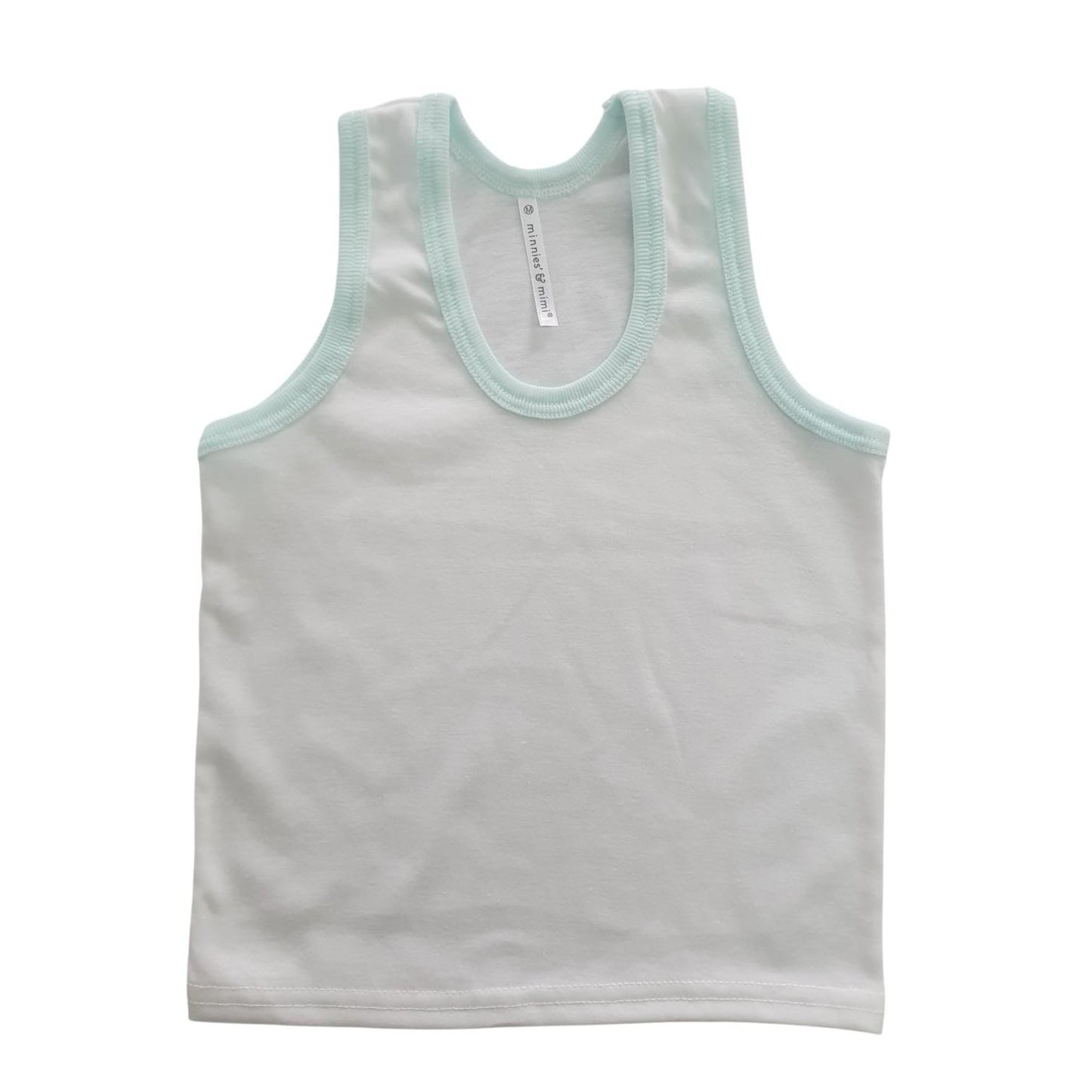 Minnies' & Mimi Cotton Sando for Toddler Available in White, Mint Green and Blue Sizes Small Medium Large