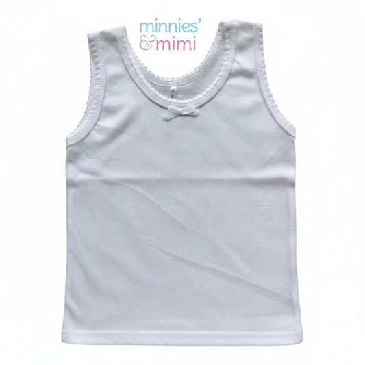 Minnies' & Mimi Single Knit Tank top Sando w/ Ribbon and Single Fagoting for Toddlers (6Mto 2Yrs Old) by 1Pcs avail.S/M/L