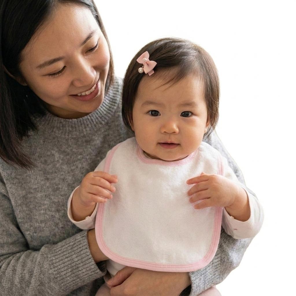 Minnies' & Mimi Cotton Towellette Bibs w/ Button for Newborns, Infants, Toddlers (0–6 Months) (6–12 Months) (1–3 Years) Available W,WP,WB 3pcs