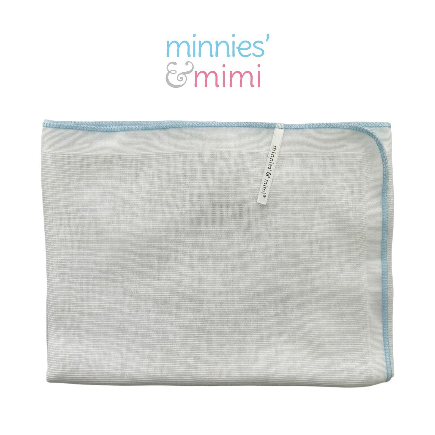 Minnies' & Mimi Cotton Gauze Diaper 42 cm Width x 95 cm Length Available in Blue Pink or White Boarder Lining Reusable