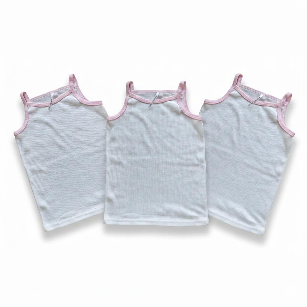 Minnies' & Mimi Stretchable Spaghetti Strap Sando for 1-2 Years Old 3Pcs Available in White or White Pink Size L or XL