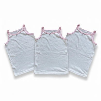 Minnies' & Mimi Stretchable Spaghetti Strap Sando for 1-2 Years Old 3Pcs Available in White or White Pink Size L or XL