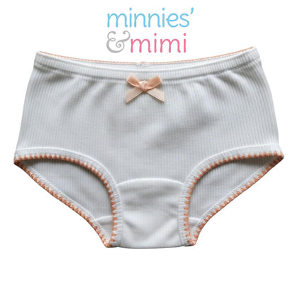 Minnies & Mimi White Stretchable Panty w/ Scallop Design with Ribbon for (12M-3Y) old available Size S/M/L by 1pcs