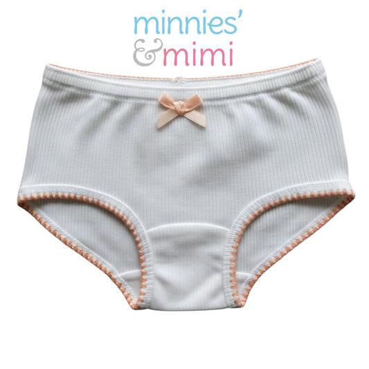 Minnies & Mimi White Stretchable Panty w/ Scallop Design with Ribbon for (12M-3Y) old available Size S/M/L by 1pcs