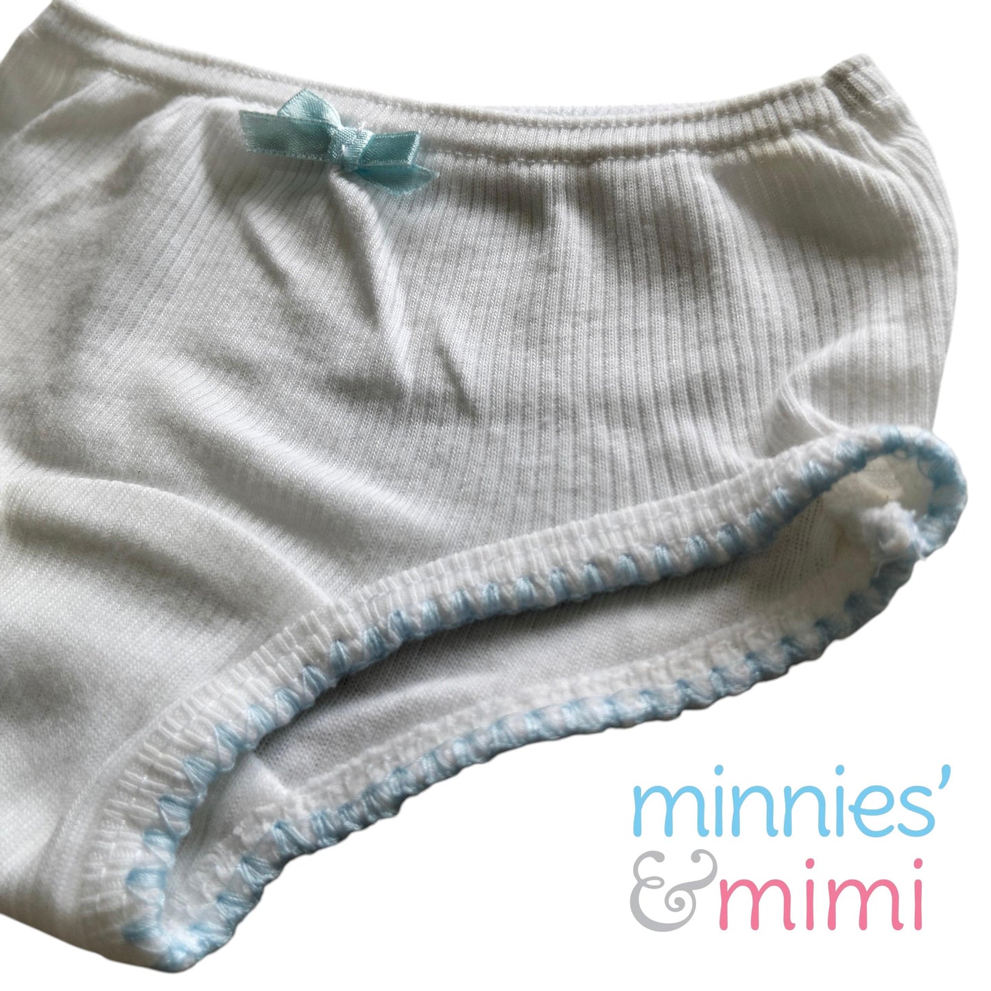 Minnies & Mimi White Stretchable Panty w/ Scallop Design with Ribbon for (12M-3Y) old available Size S/M/L by 3pcs